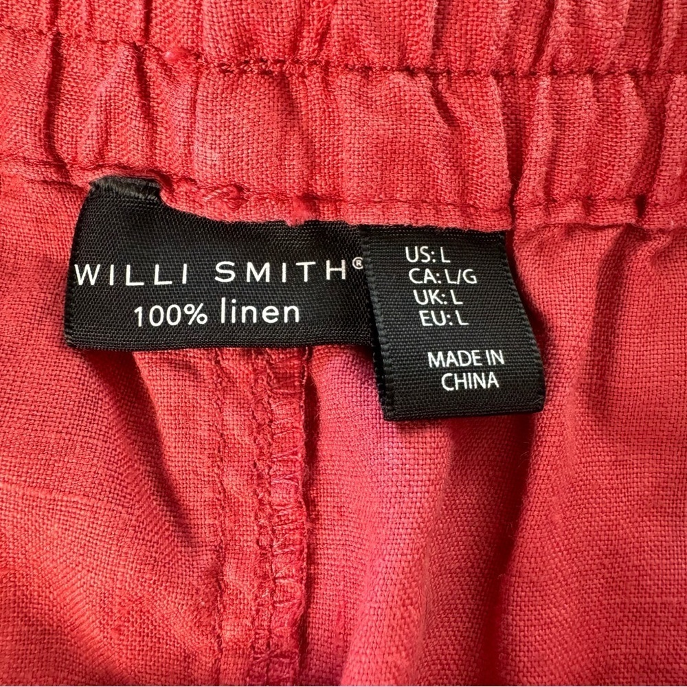 Willi Smith Coral 100% Linen Skirt Size Large Pockets Drawstring Waist - Picture 5 of 9